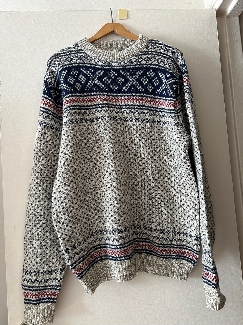 Vintage 1980s L.L. Bean Made in the USA Wool Nordic Birdseye Sweater